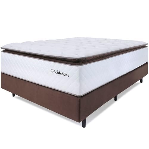 Cama Box Queen Colchão de Molas Ensacadas com Pillow Top Extra Conforto 158x198x72cm - Premium Sleep - BF Colchões