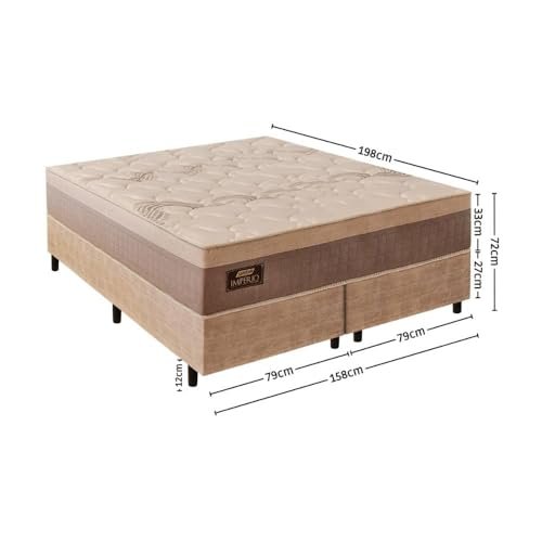 Gazin Cama Box Queen com Colchão de Molas Ensacadas (158x198x72) Império CR35392 Areia/Bege - imagem 2
