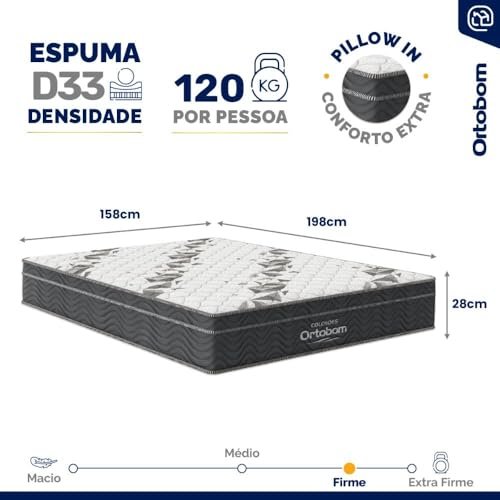 Colchão de Espuma D33 Ortobom Airtech Ortopillow 100 Queen - imagem 2
