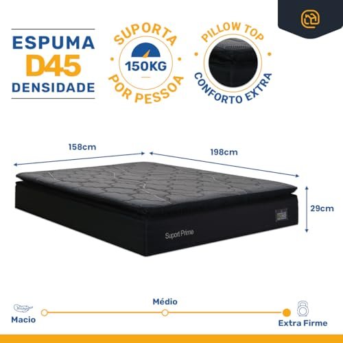 Colchão Queen Espuma D45 Pillow Top Suport Prime - imagem 2