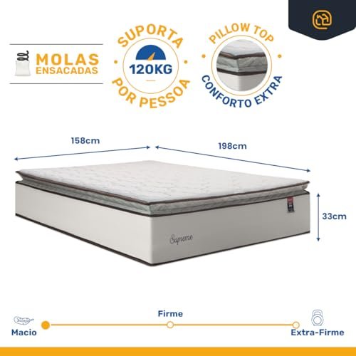 Colchão Queen Molas Ensacadas Pillow Top Supreme Lux - imagem 2